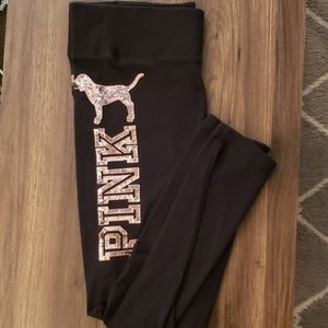 Vs pink L light pink sequins yoga leggings